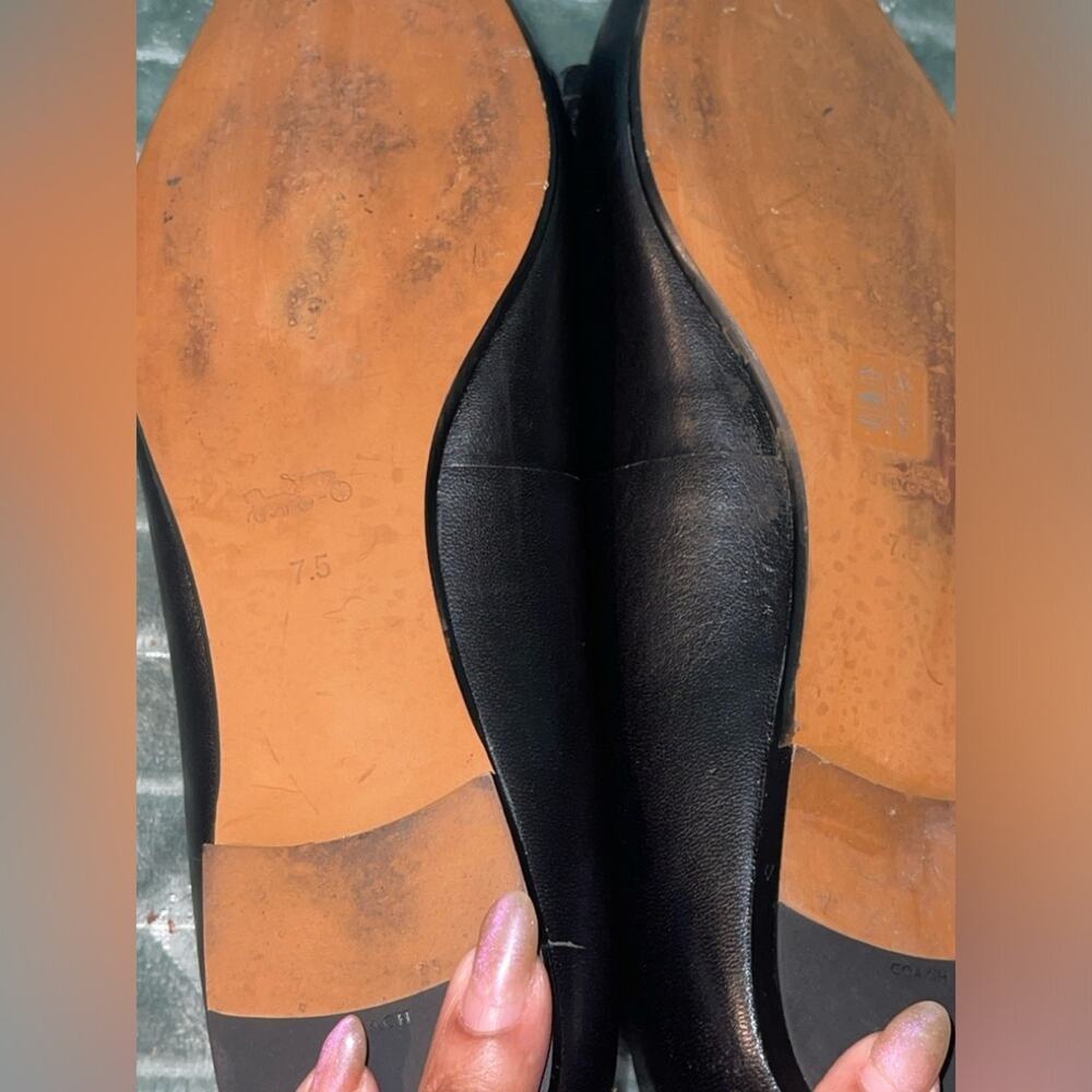 Coach 3D Leather Tea Rose Applique Pointed Toe Twee Flat Rehab Project GUC 7.5 - Picture 11 of 13